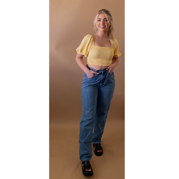 Forever 21 Yellow Polka Dot Top - Picture 3 of 9